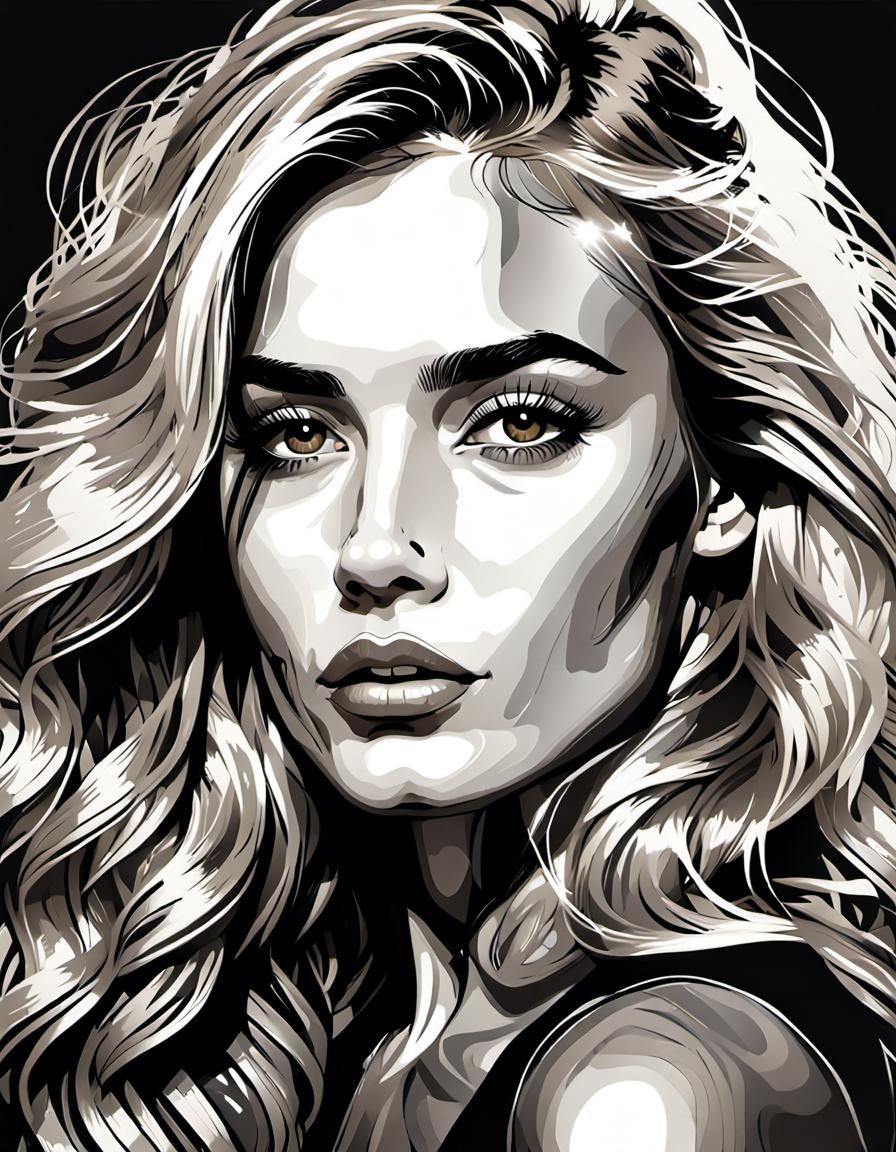 Fashion Sketch of a Beautiful Blonde Woman