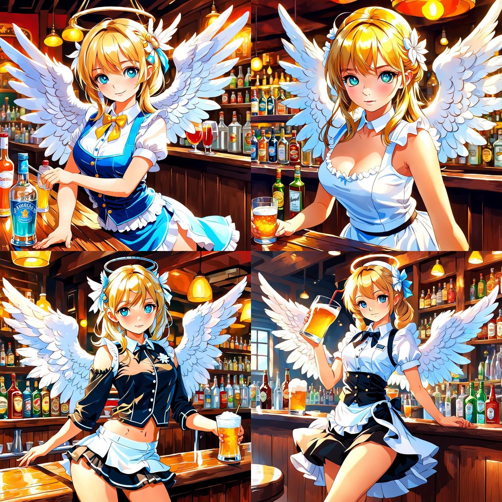 Anime angel barmaid