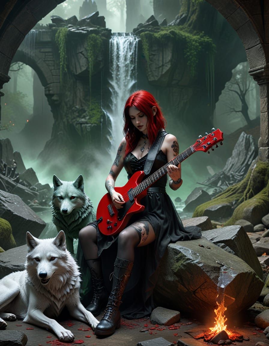 Ethereal Rock Goddess in Medieval Dungeon