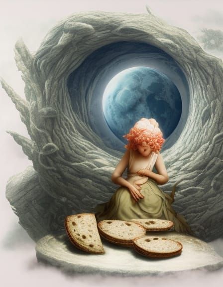 Surreal Moon Bread: A Hyperrealistic Concept Art