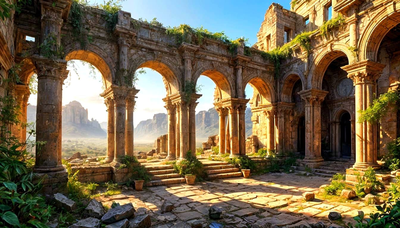 Desert Ruins with Mosaics in Digital Matte Painting