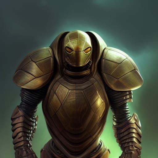 Armored Turtle Knight Portrait in Hyperrealistic Style