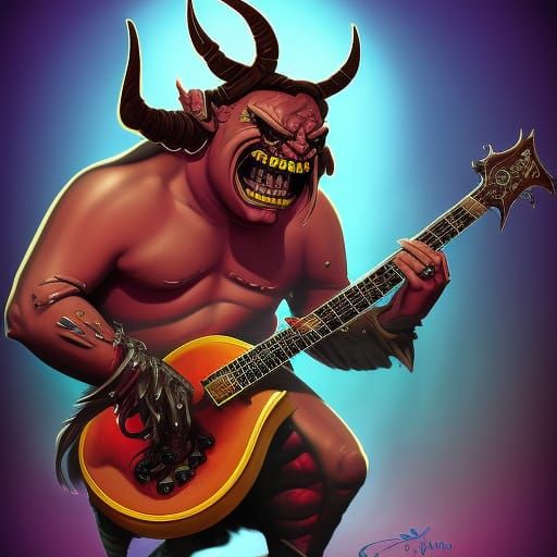 Demonic Jack Black Shreds on Bladed Guitar