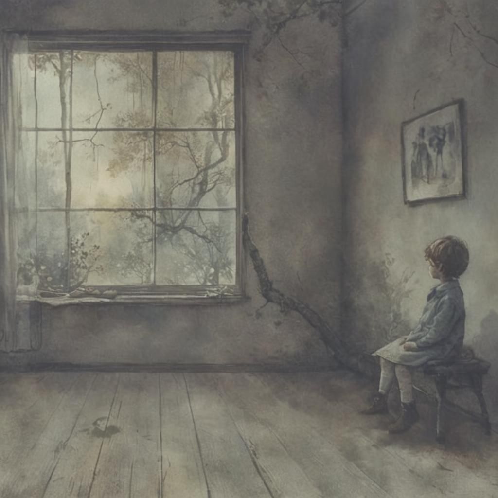 Childhood Wonder: Nostalgic Watercolor Illustration