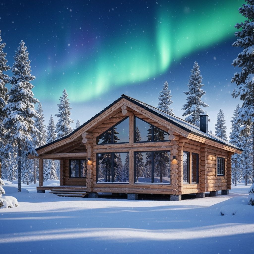 Luxury Cabin in Snowy Finland Landscape