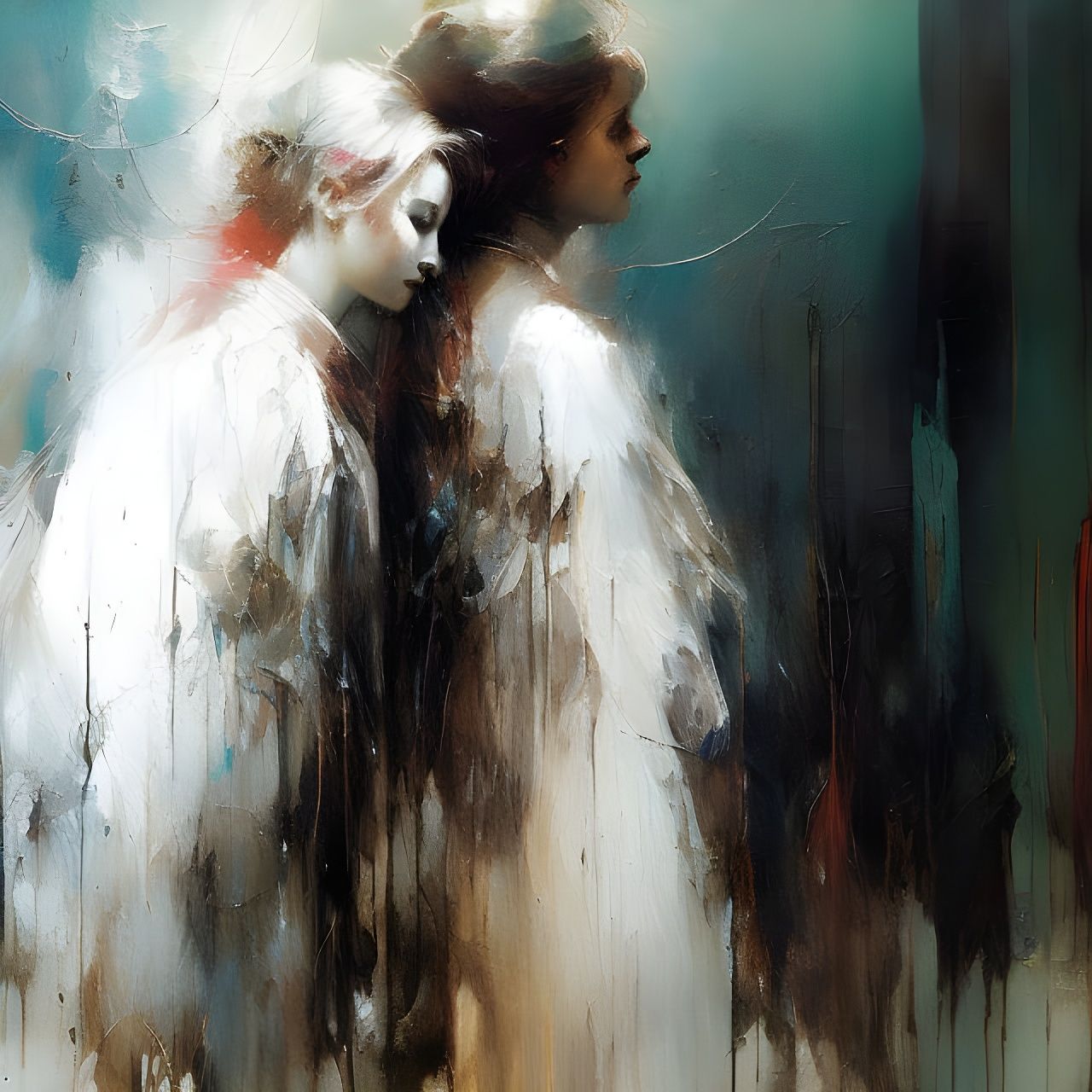 Sinister White Ghosts Embrace: Matte Painting