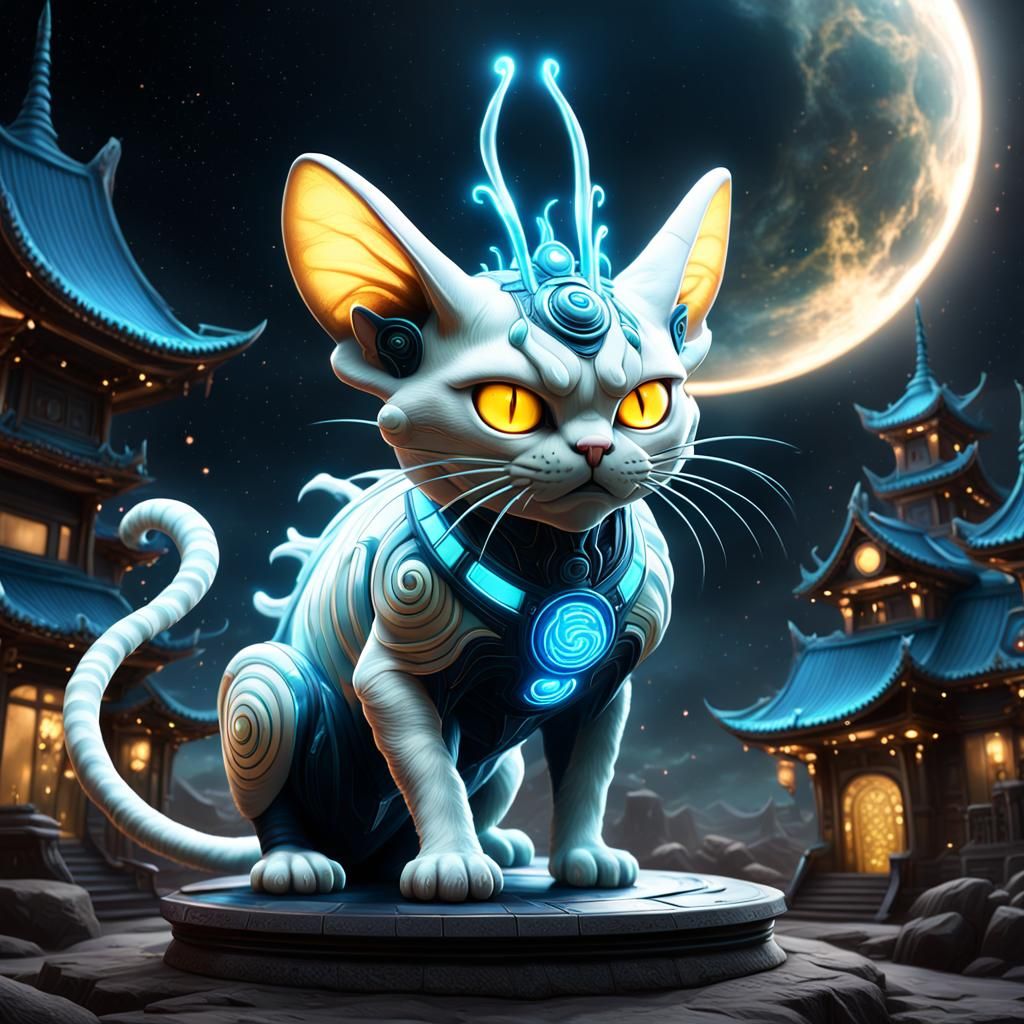 Demonic Bioluminescent Meowth in Porcelain