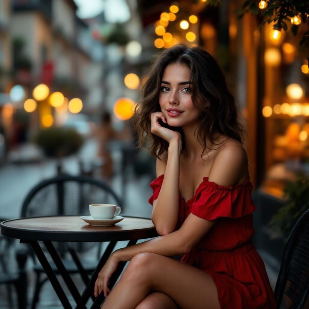 Cafe Portrait of Slovakian Woman at Sunset