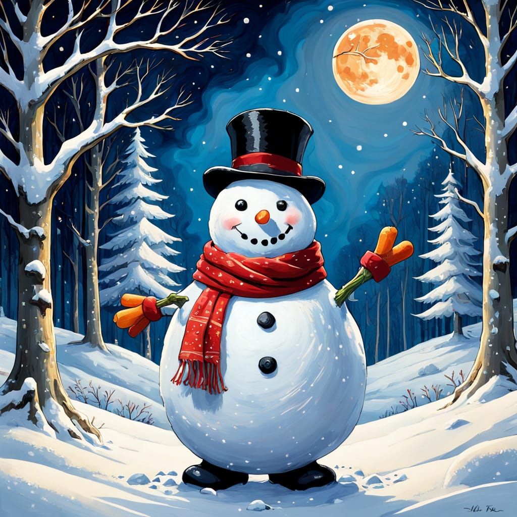 Whimsical Winter Wonderland Scene in Gustav Klimt Style