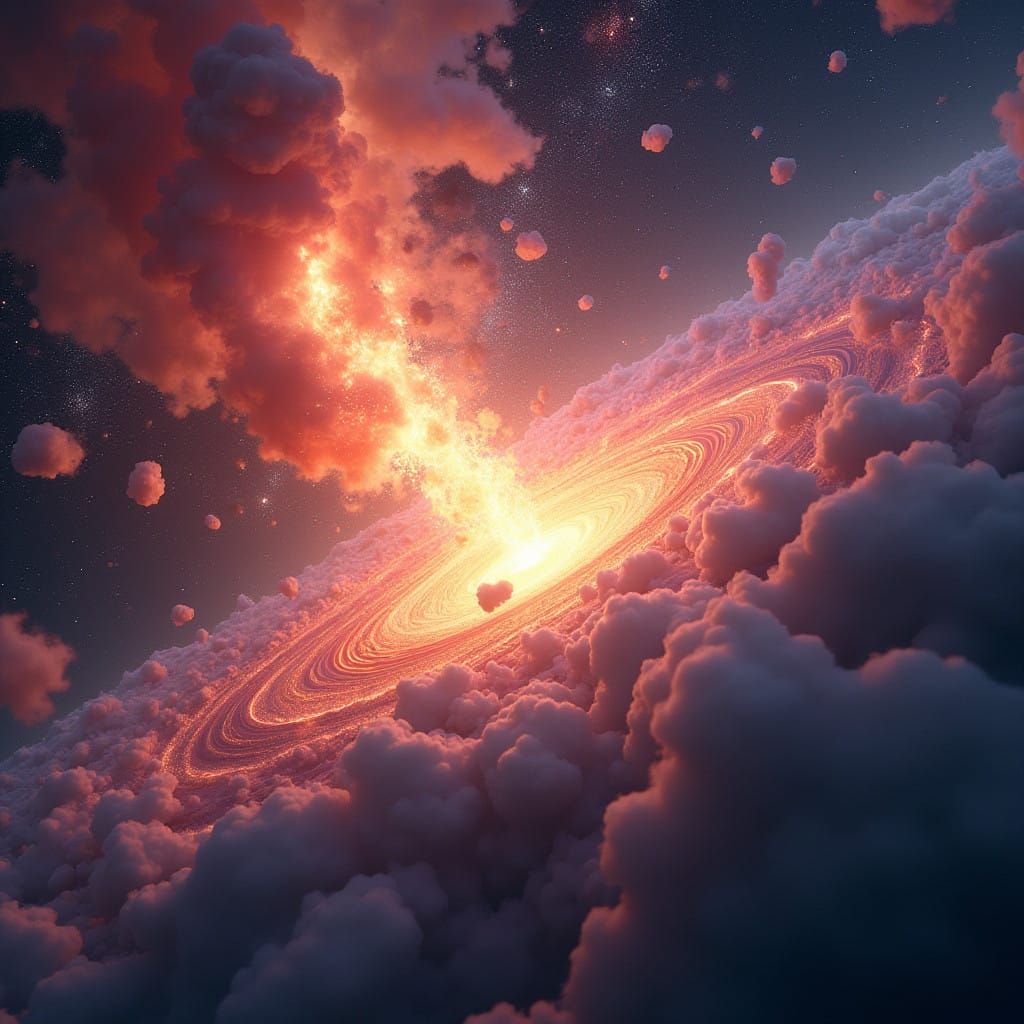 Cosmic Rebirth in Vibrant, Fantastical Style