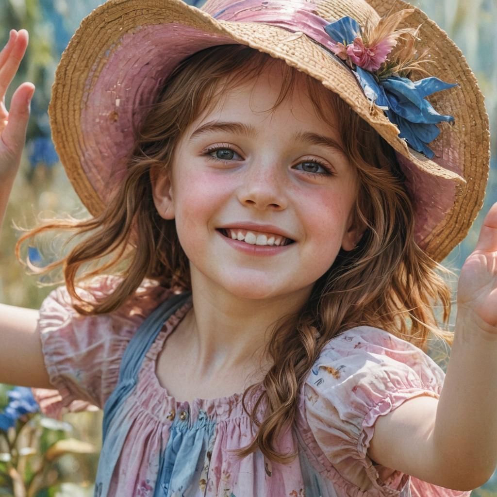 Little Girl Portrait in Pre-Raphaelite Style