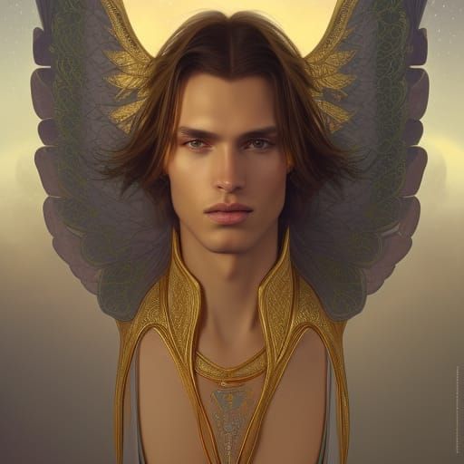 Futuristic Angelic Model with Gold Accessories