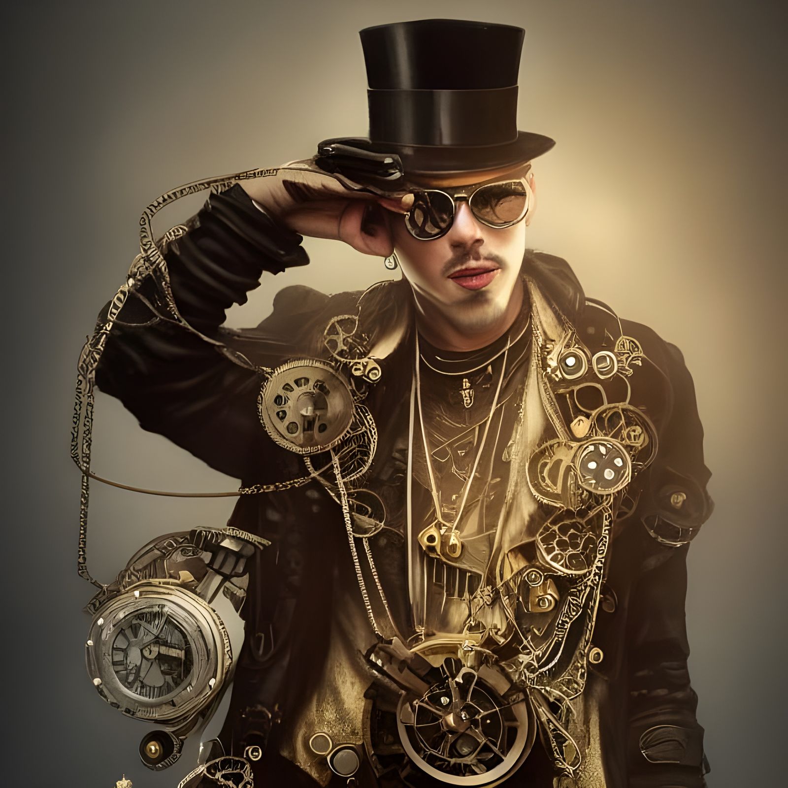 Steampunk Hip Hop Rapper Portrait in Digital Art Style