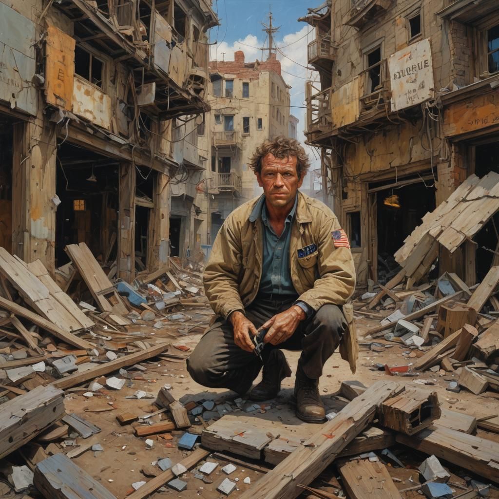 Repairing a Wrecked World: Oil Painting