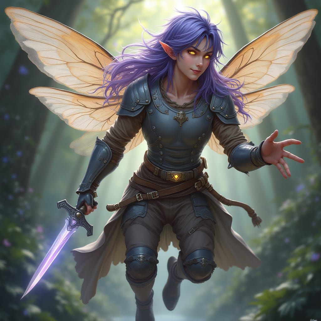 Male Fairy Rogue with Glowing Dagger