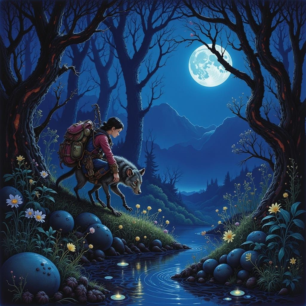 Brave Adventurer and Wolf Seek Dreamberries in Enchanted For...