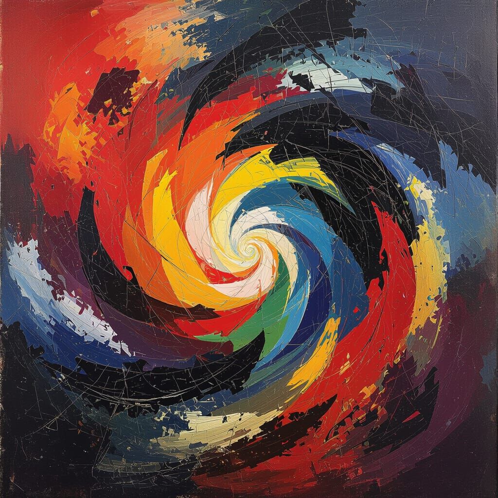 Abstract Expressionist Frenzy of Color and Emotion