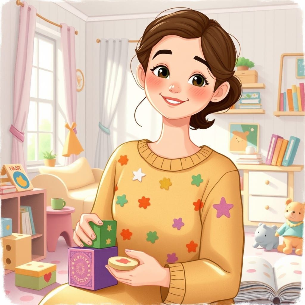 Kindhearted Educator with Children in Delightful Nursery