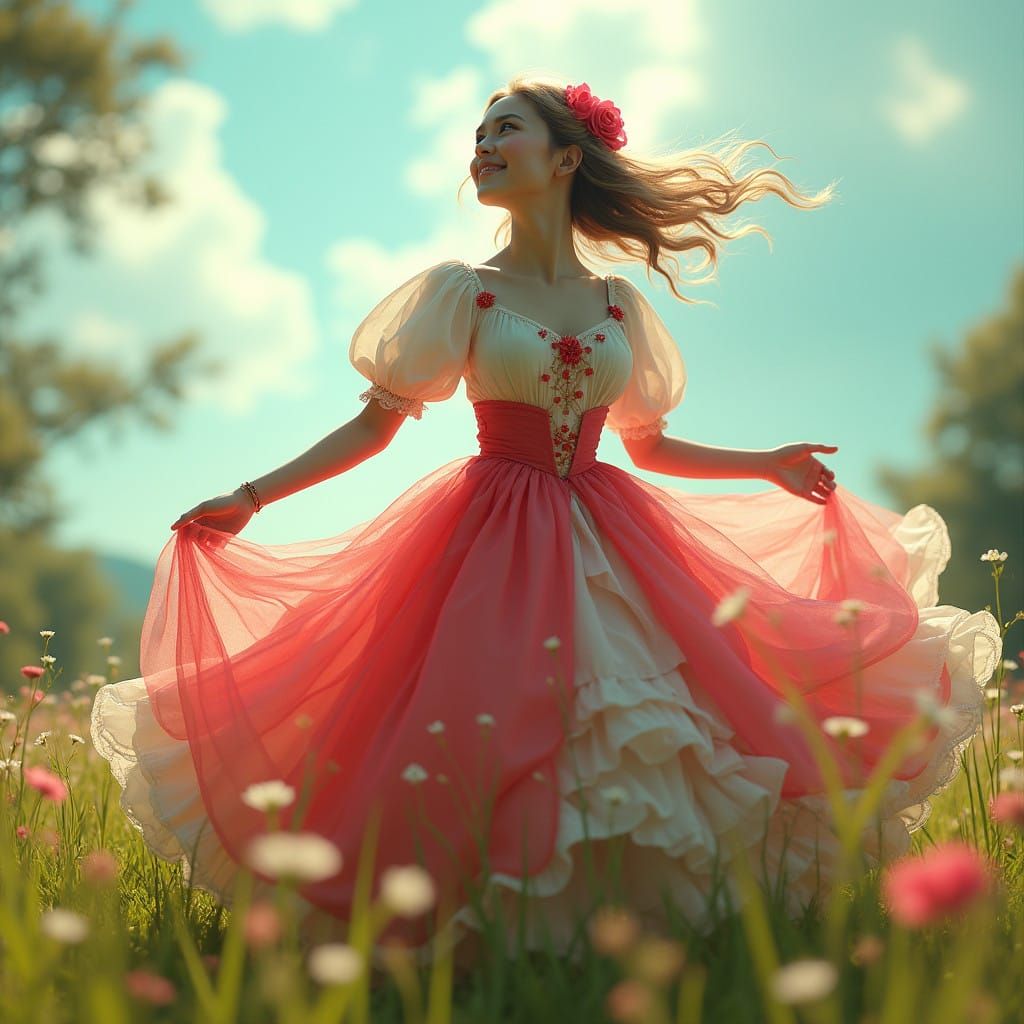 Ethereal Watermelon Princess in Whimsical Renaissance-Inspir...