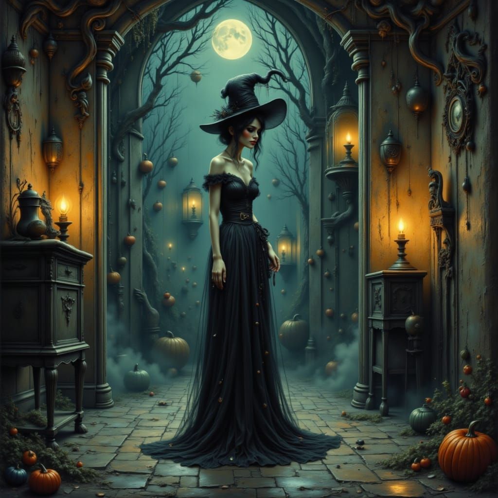 Eerie Voodoo Room with Stylized Figure