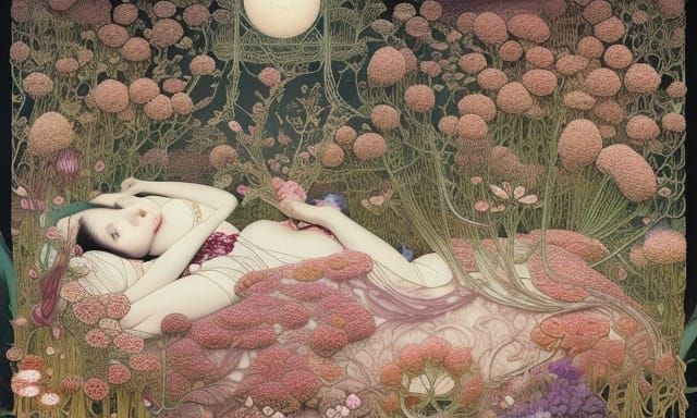 Surreal Flower and Herb Bed in Fairytale Style