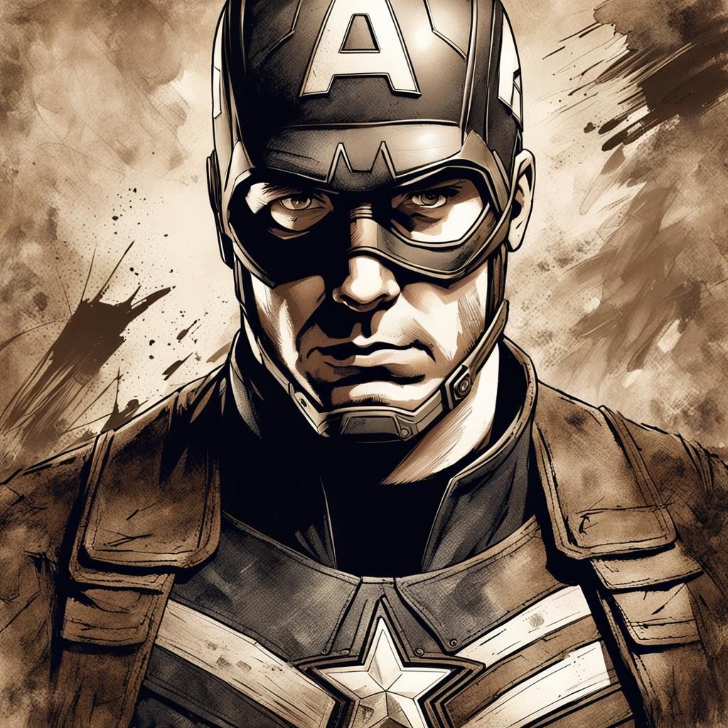 Monochrome Steampunk Captain America Portrait