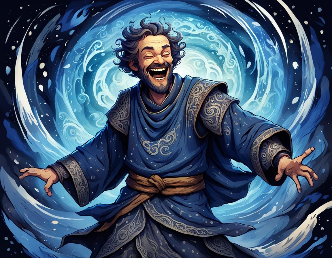 Medieval Commoner's Maniacal Laughter in Maximalist Detail