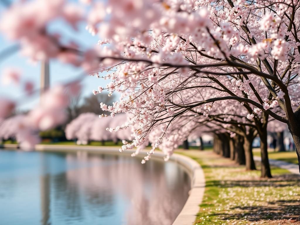 Springtime Cherry Blossoms Bloom on the Potomac River