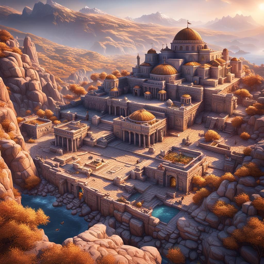 Detailed Greek Symposium Matte Painting