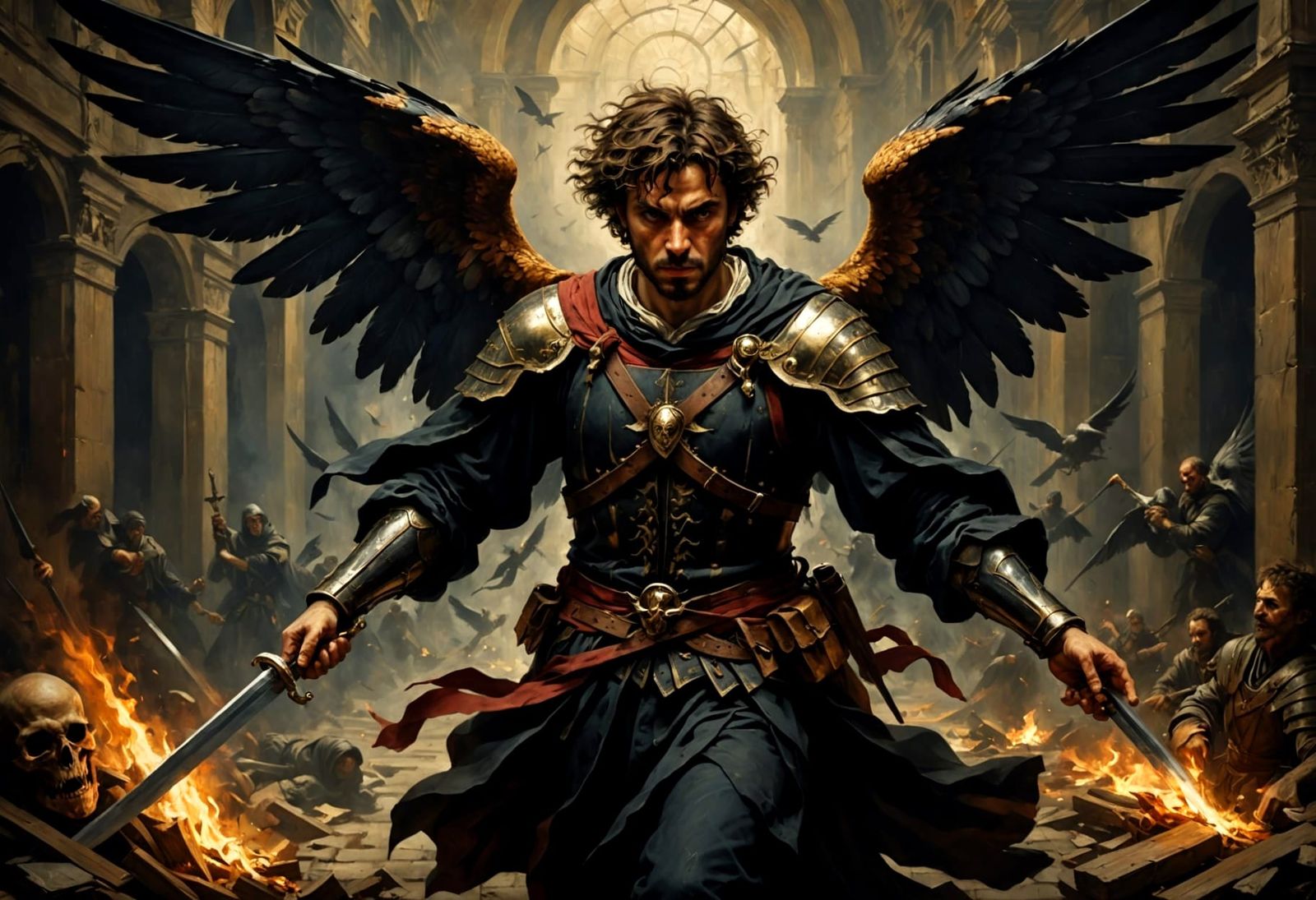 Dramatic Ikaros in the Style of Caravaggio