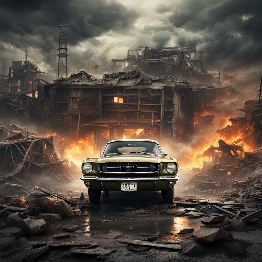 Apocalyptic 1965 Ford Mustang Digital Painting