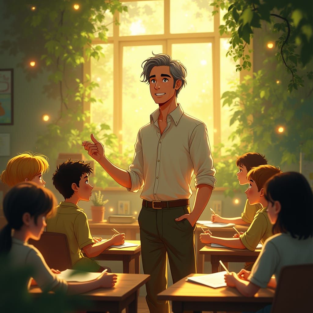 Warm Classroom Environment Fostered by Compassionate Male Te...