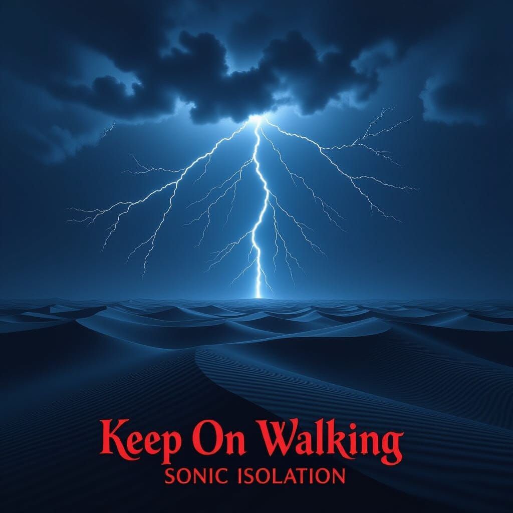 Gothic Desert Landscape with Lightning Storm