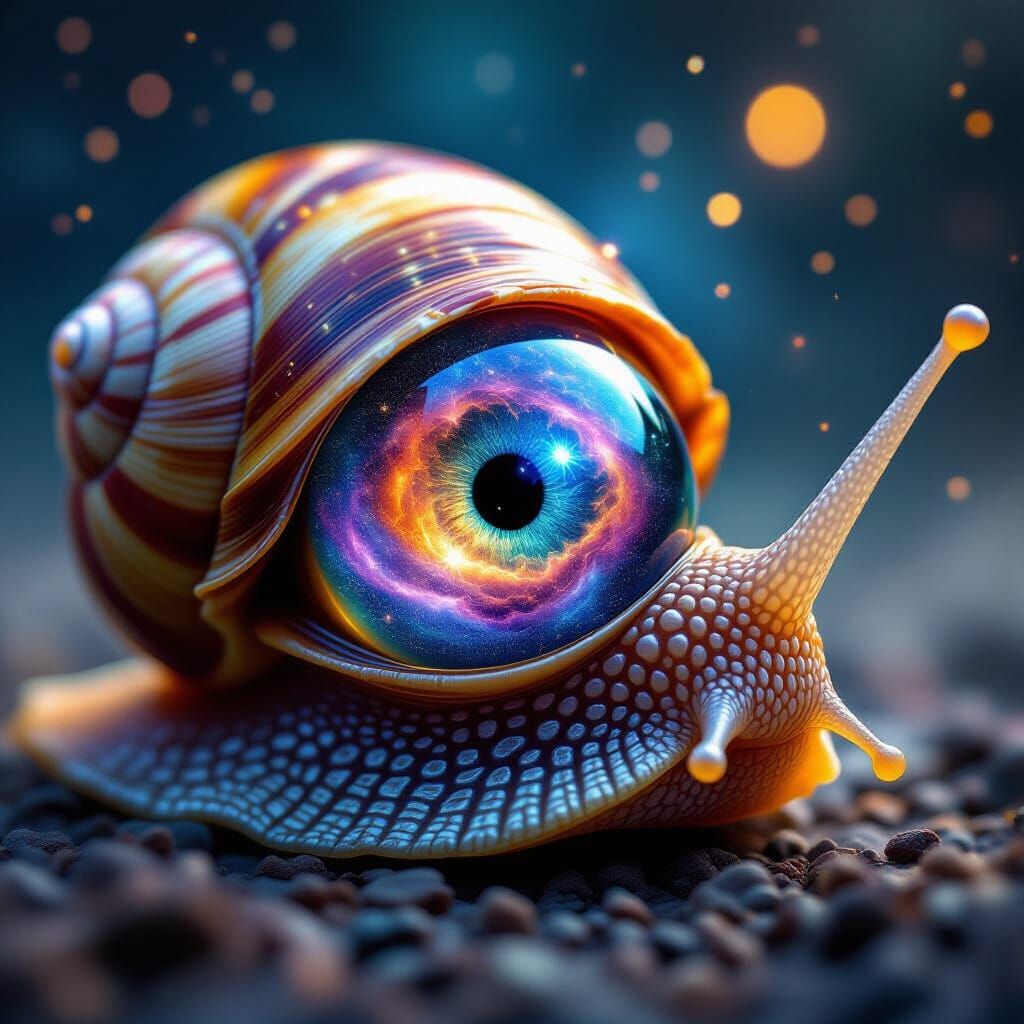 Surreal Snail Eye Reflects Miniature Galaxy