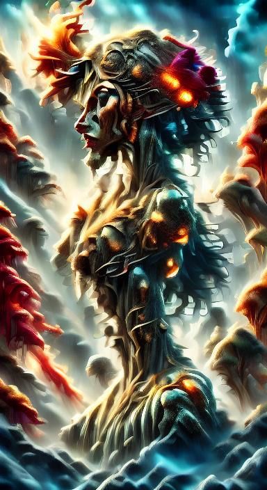 Steaming Old Man with Water Beard and Fire Eyes