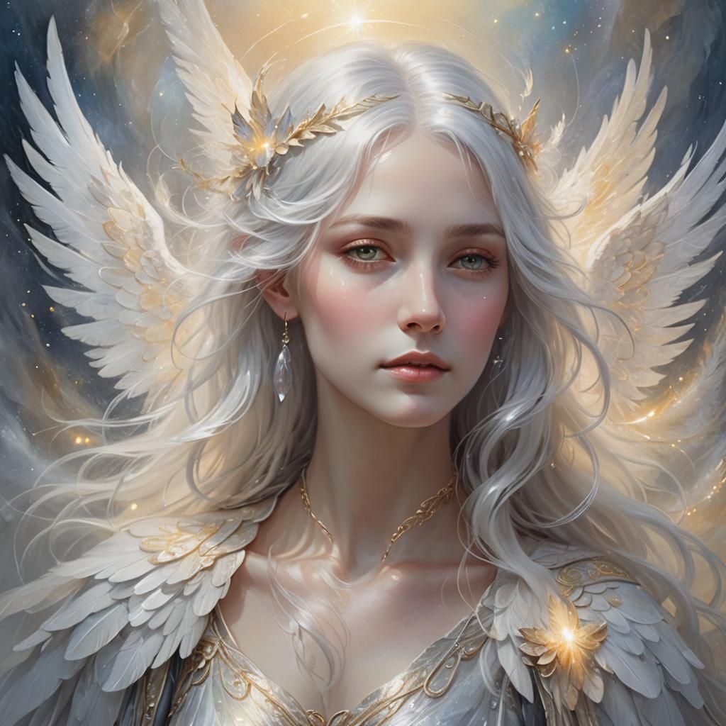 Ethereal Portrait of Mystical Winged Figure