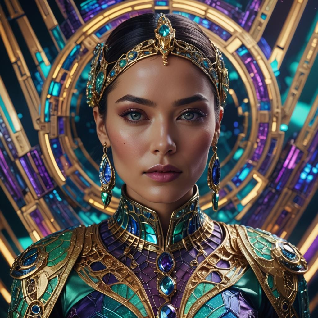 Futuristic Woman in Detailed Cyberpunk Portrait