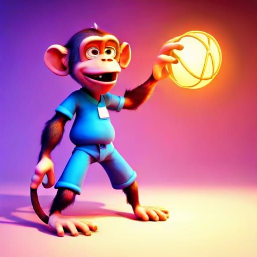 Raging Monkey Behind Bars: Pixar-Style 3D Art