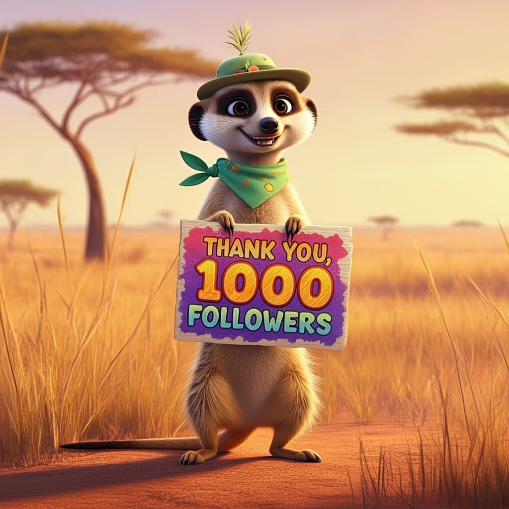 Pixar Meerkat Thank You Image for 1000 Followers