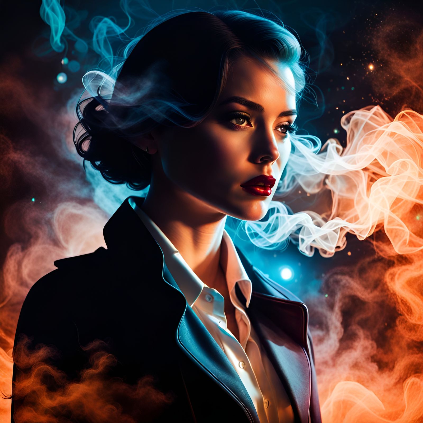 Neo-Noir Detective Double Exposure Artwork