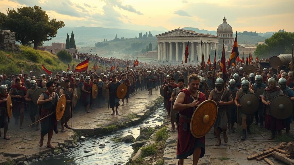Ancient Roman Plebeians Depart City in Peaceful Defiance