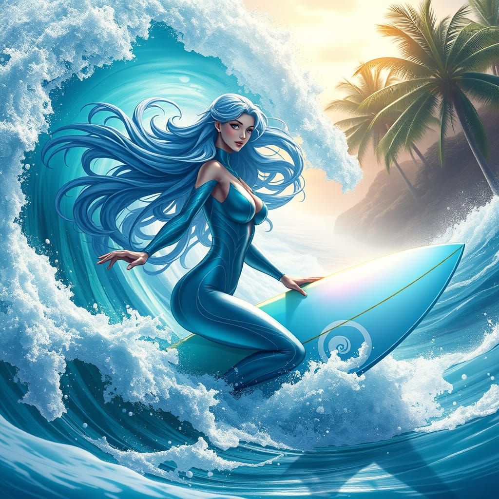 Goddess of Surfing in Exquisite 3D Anime Art
