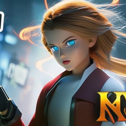 Teenage Girl Breaks Table: Digital Art in Pop Art Style