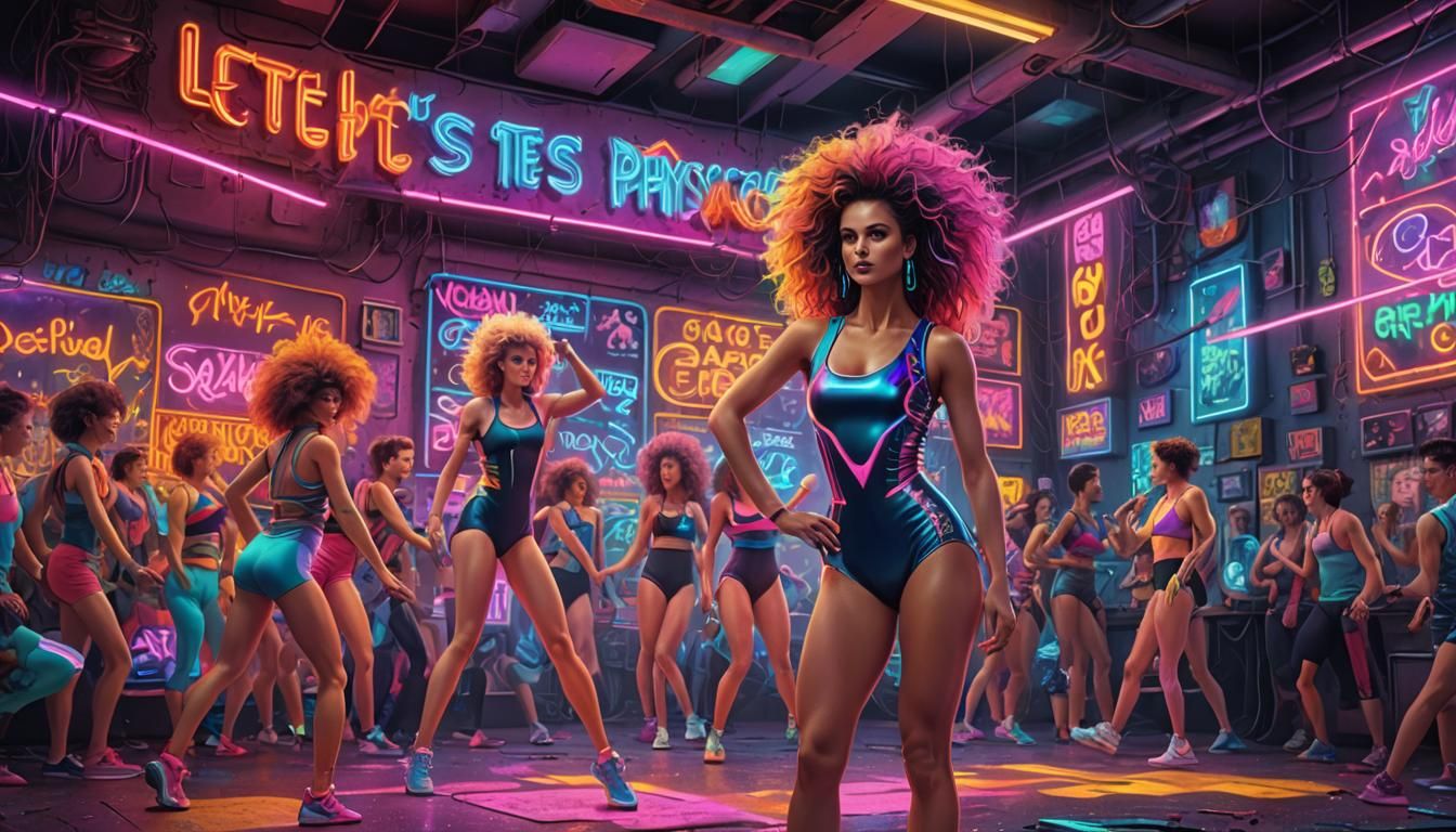 Neon 80's Workout Scene: Let's Get Physical