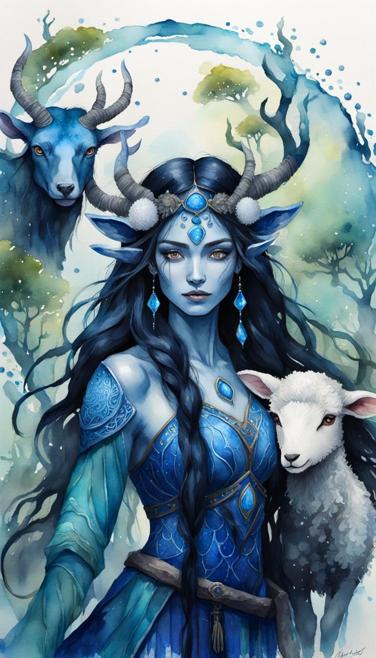 Vivid Blue Water Gensai Druid in Dreamlike Swamp