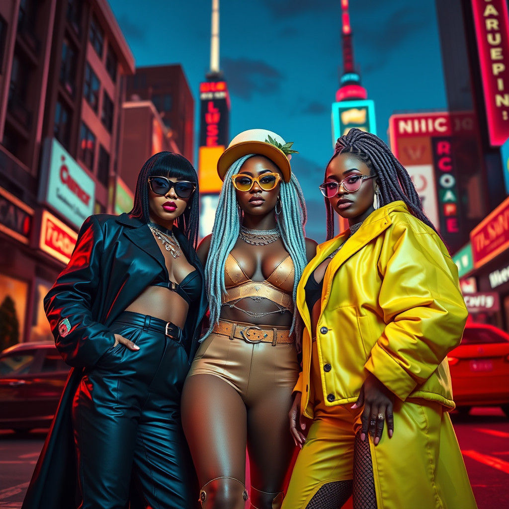 Neon Cityscape Portrait Inspired by Contemporary Masters