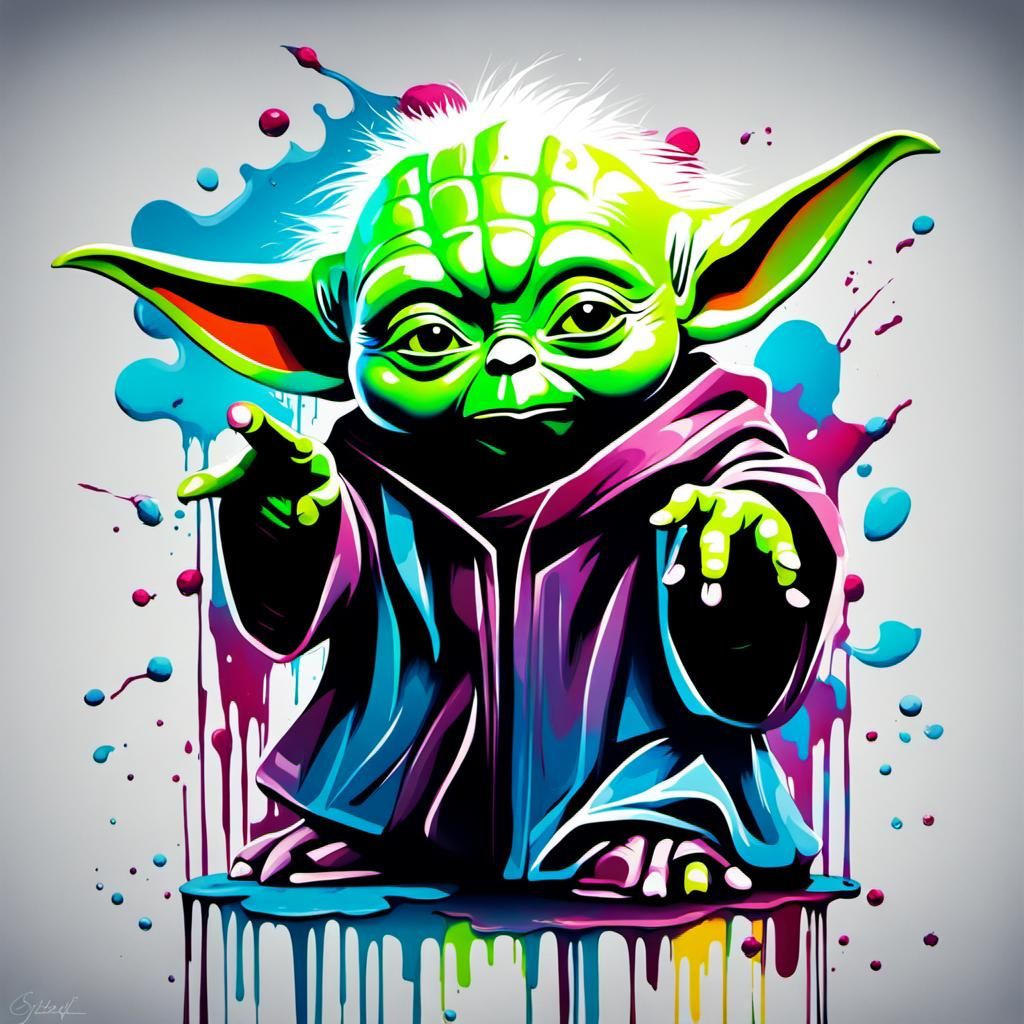 Mini Yoda Graffiti Art in Street Style