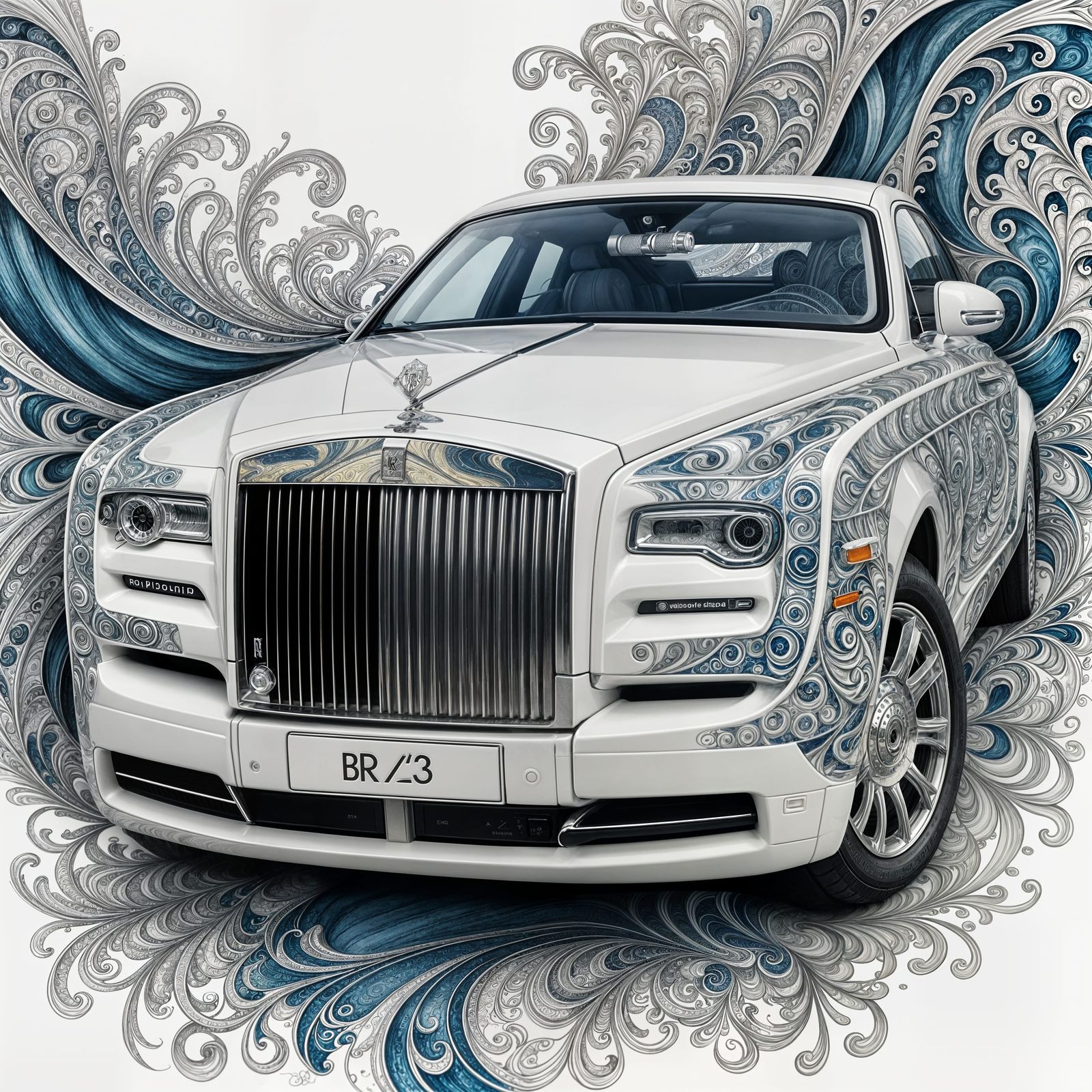Rolls Royce in Pencil and Watercolor Style