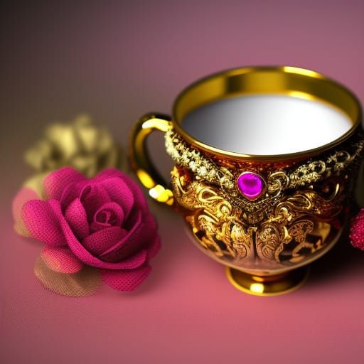 Pink Skull Teacup in Moody 3D Rendering