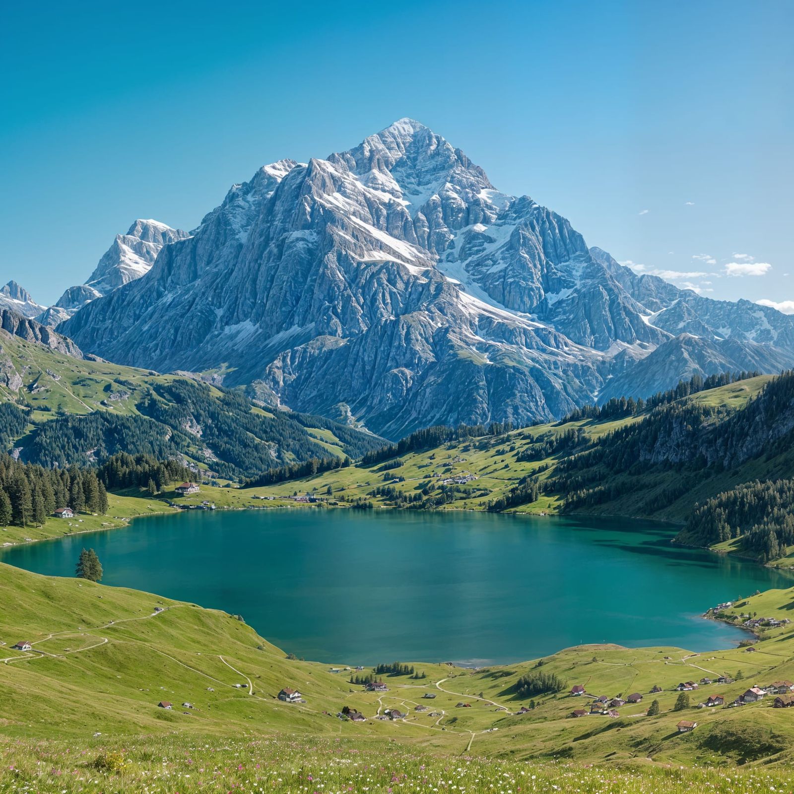 Majestic View of Mt Santis and Seealpsee Lake